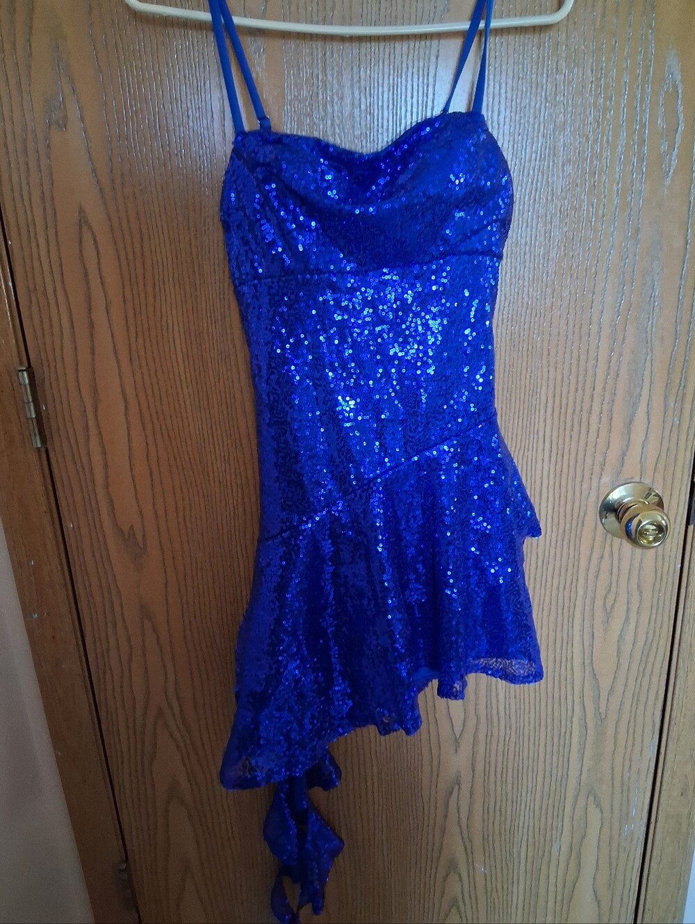 Women's Royal Blue Sequin Asymmetrical Formal Dress